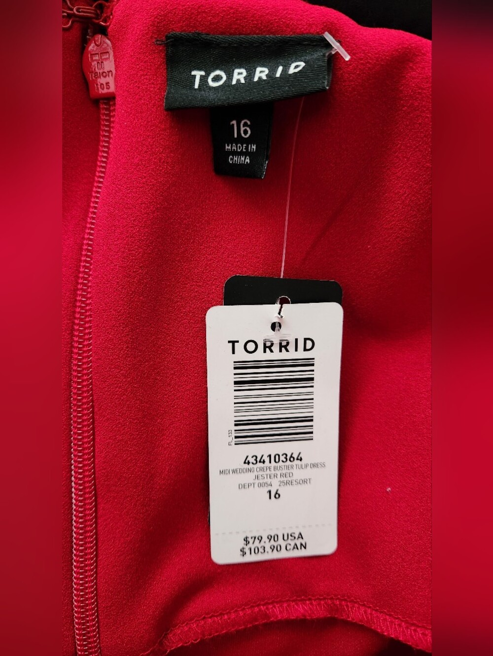 Torrid NWT Jester Red Corset Bustier Tulip Hem Cowl Neck Midi Dress Size 16 - Picture 5 of 12